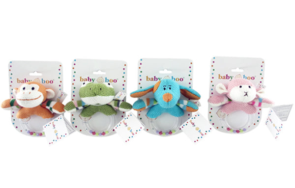 Baby Boo Knitted Animal Rattle Assorted.