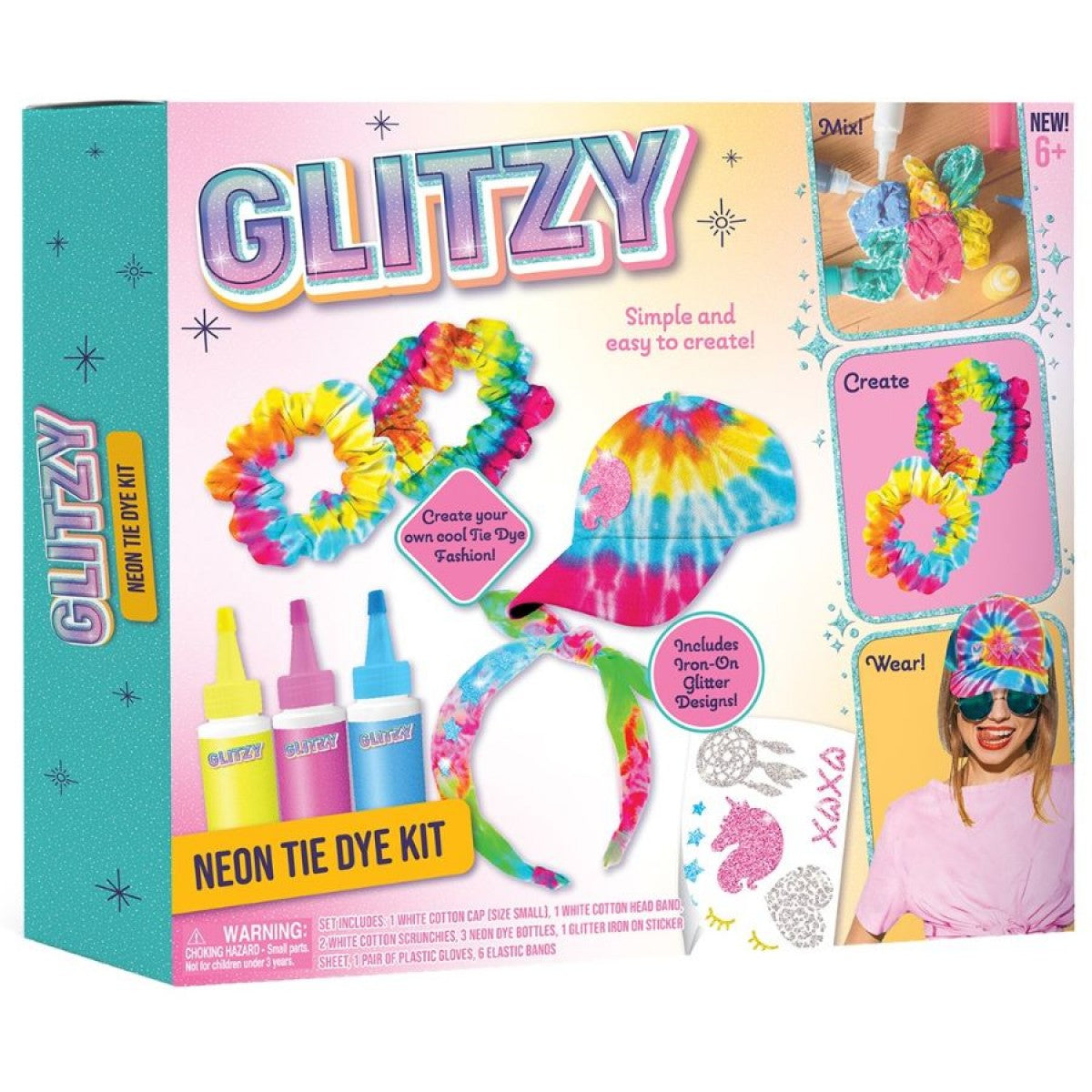 Glitzy Neon Tie Dye Kit Cotton Cap