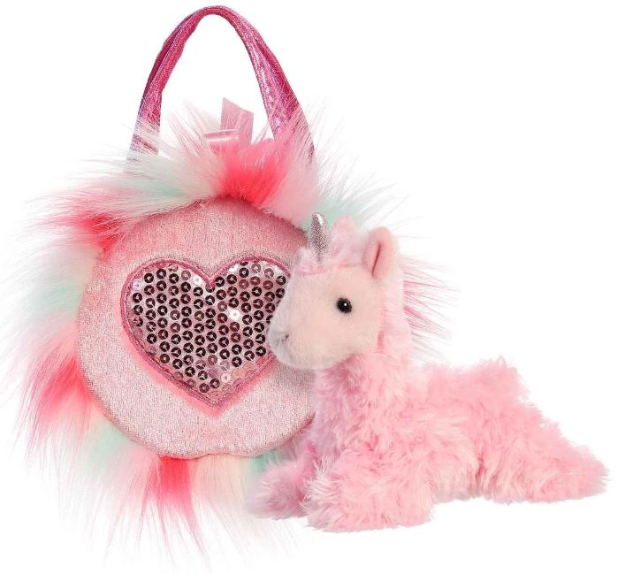 Fancy Pals Unicorn in Pink Fluffy Heart Bag