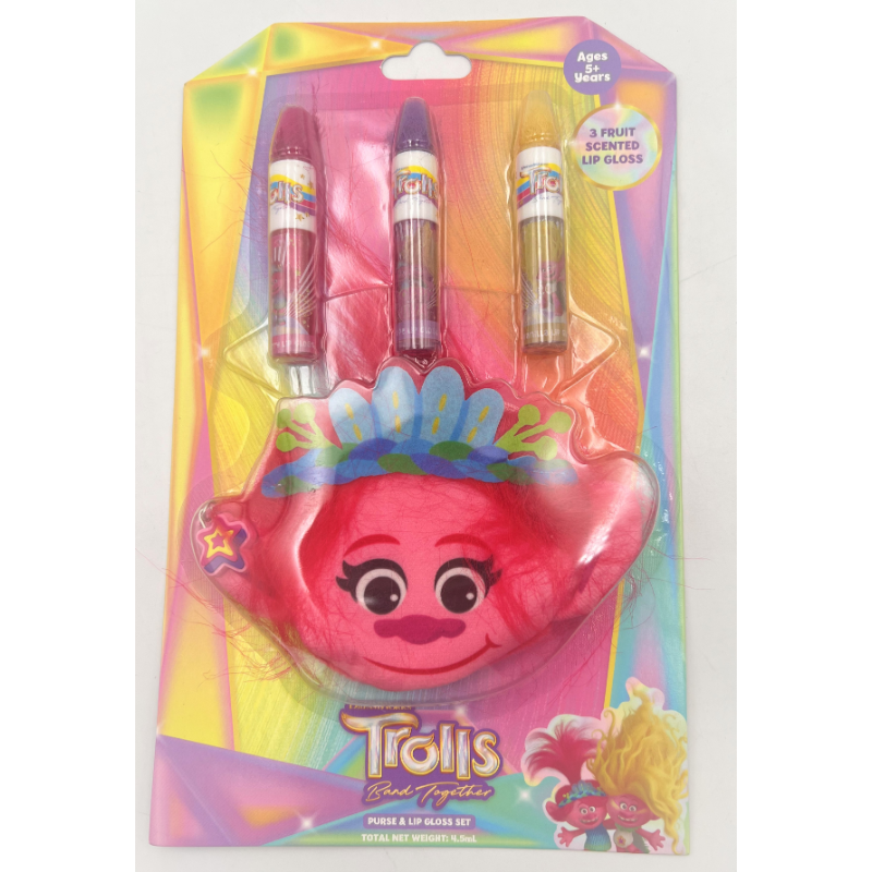 Trolls 3 Fruit Scented Lipgloss and Purse Set