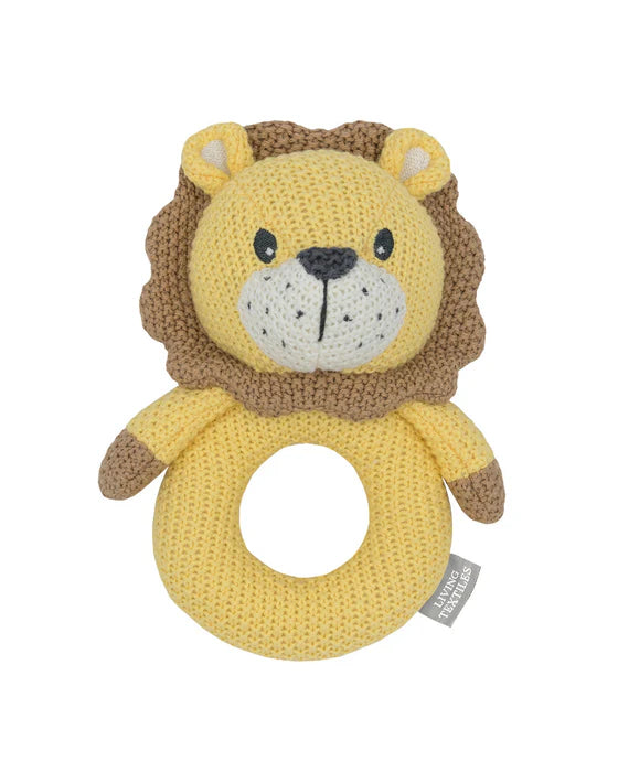 Whimsical Knitted Ring Rattle - Leo The Lion