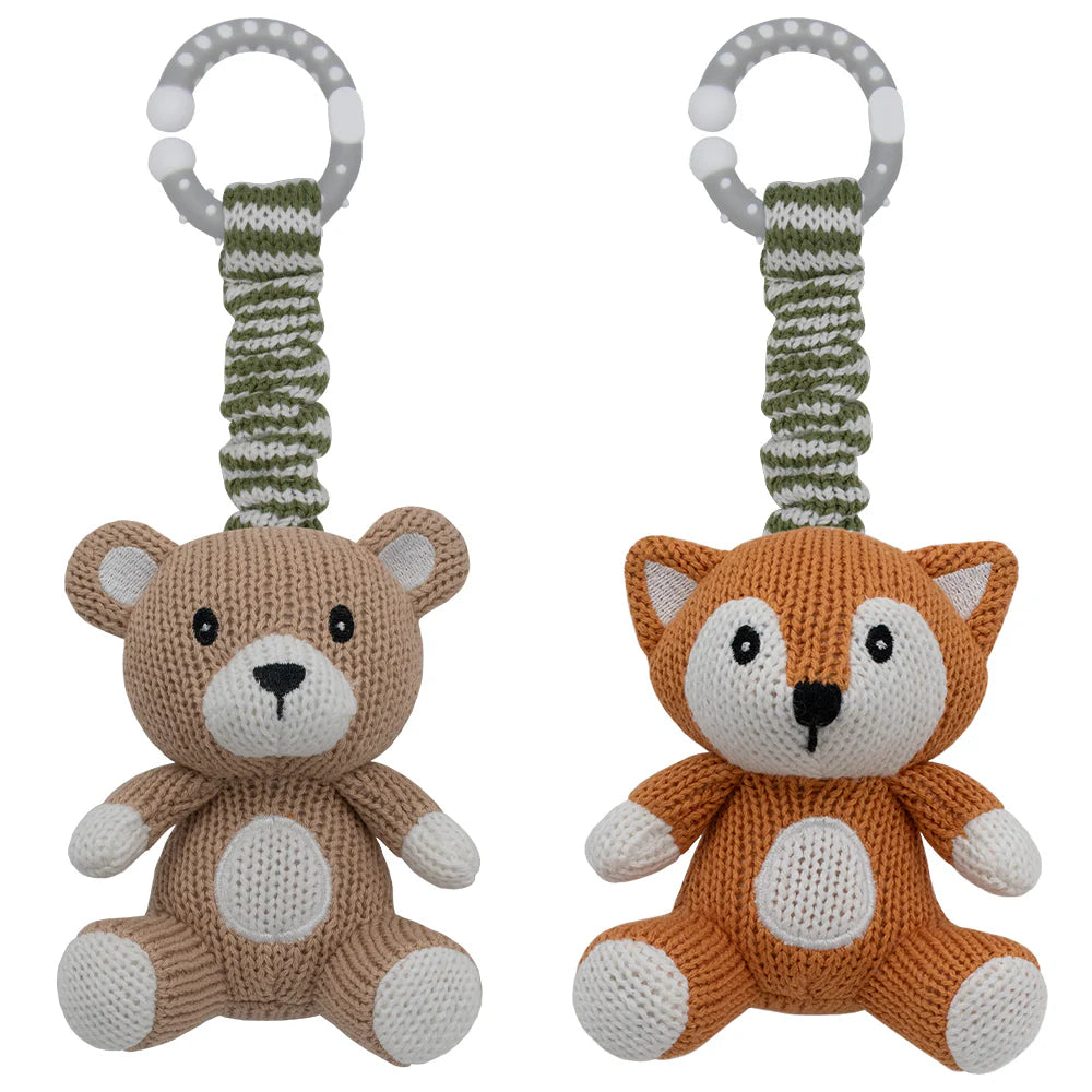 Living Textiles 2 Pack Stroller Toys Bear & Fox