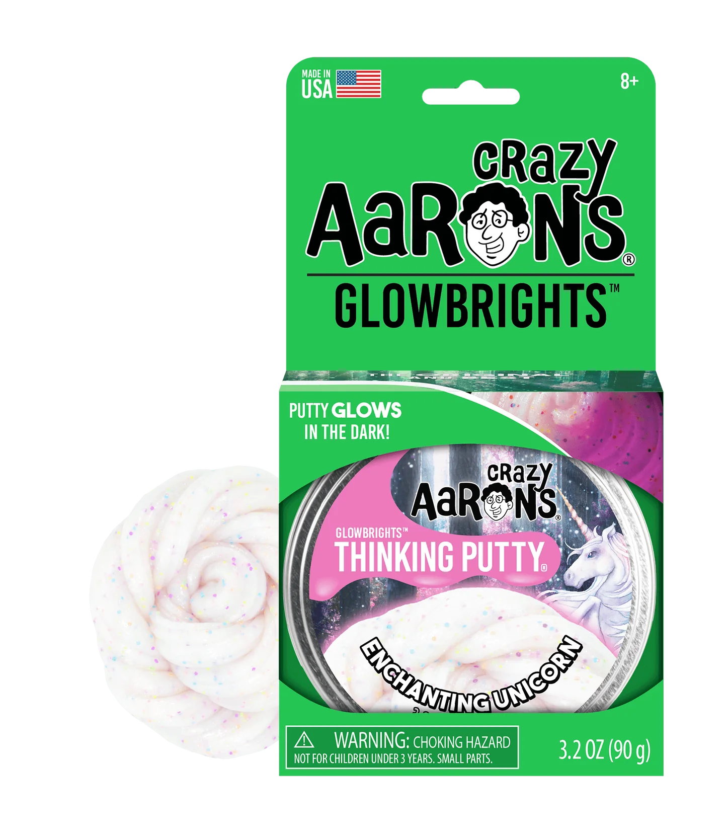 Crazy Aarons Thinking Putty Glowbrights Enchanting Unicorn 90g Tin