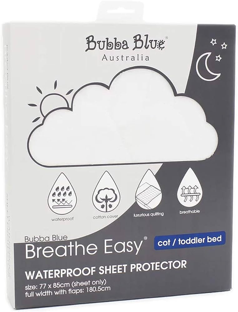 Bubba Blue Absorb W/Proof Sheet Protect White Cot/Toddler Bed
