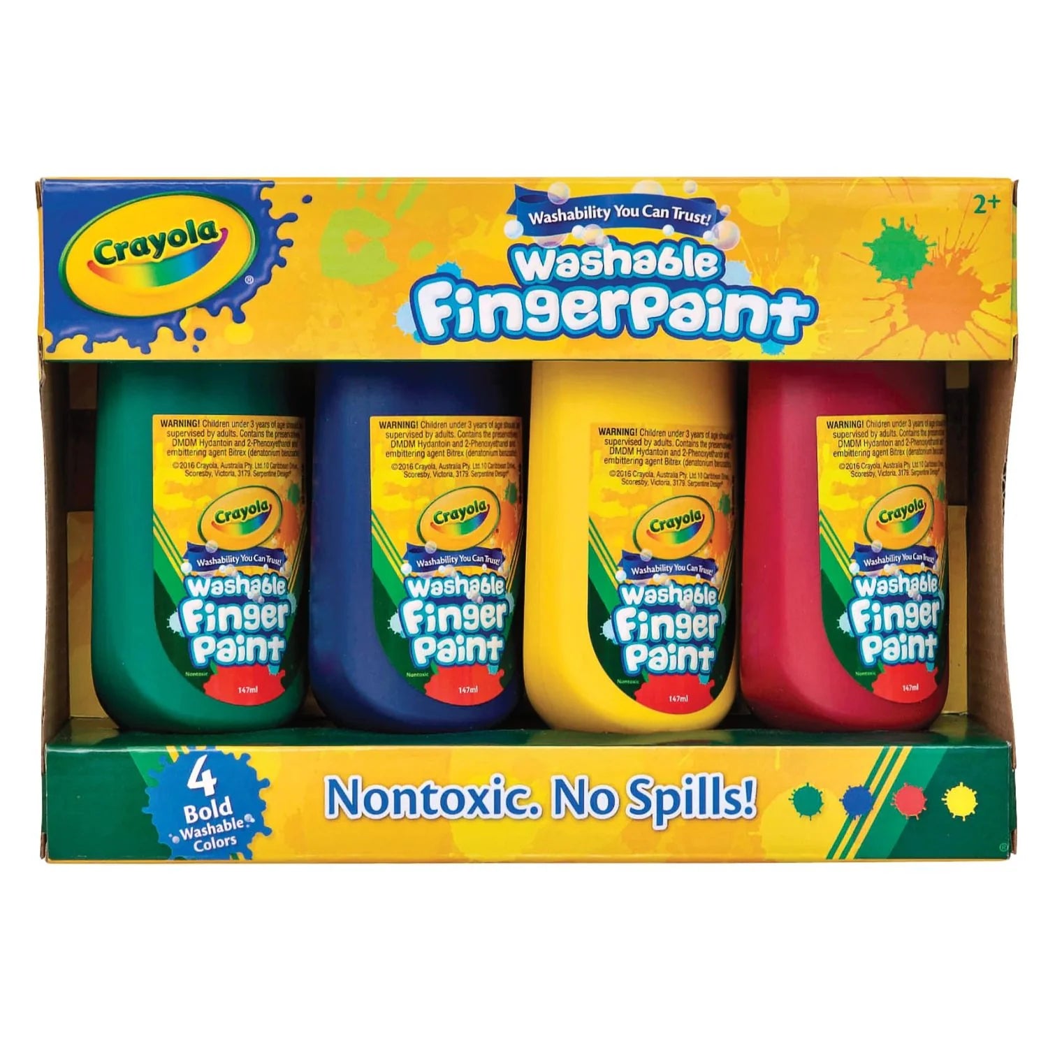 Crayola Washable Finger Paints Bold Colours 4 Pack