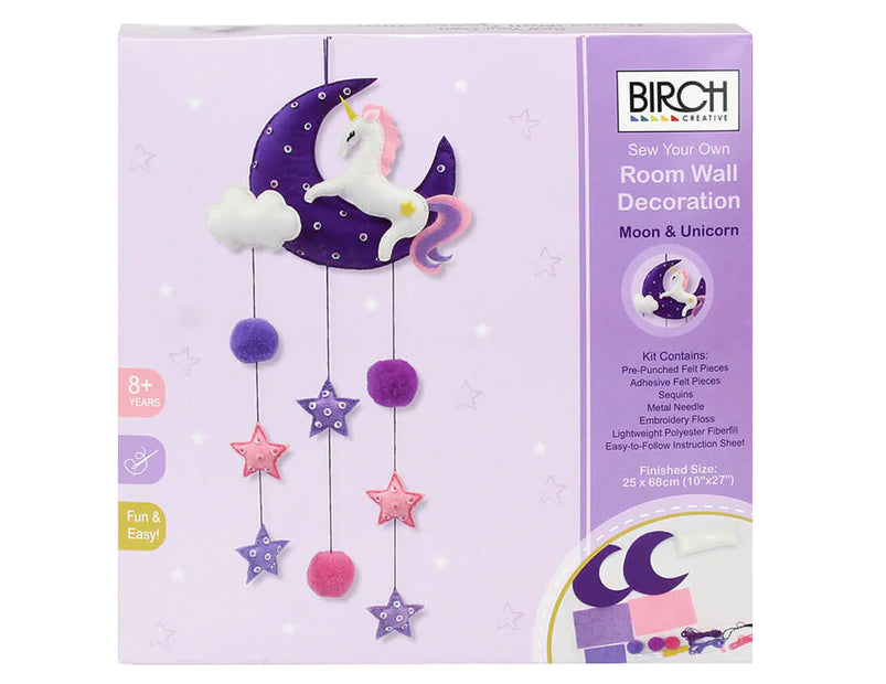 Sew Your Own Felt Mobile Room Wall Decoration Moon and Unicorn