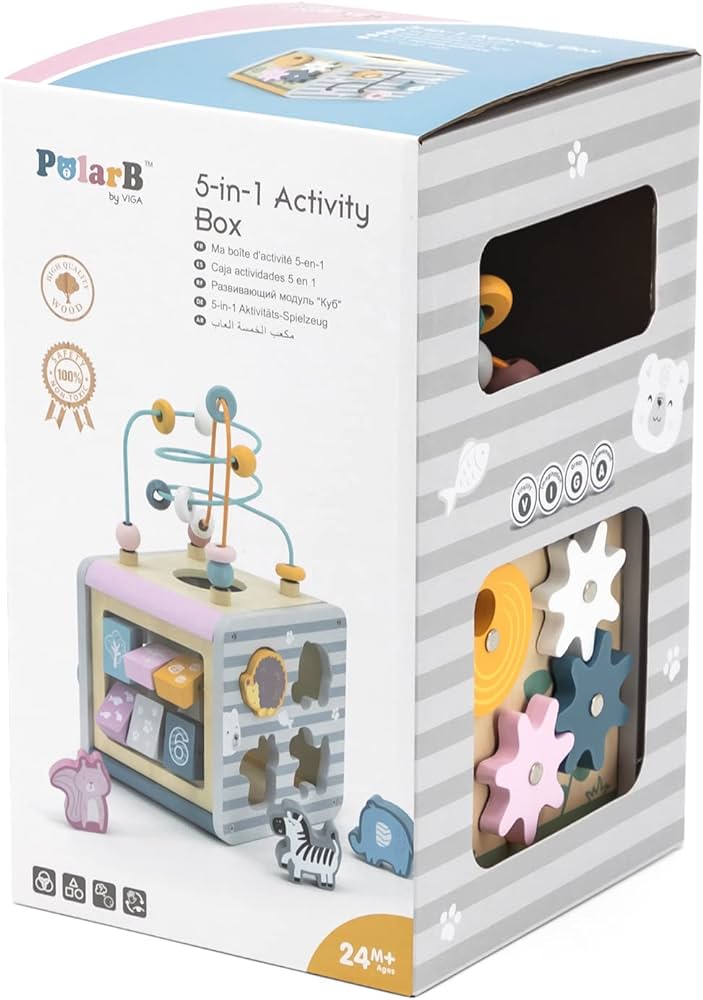 PolarB 5 in 1 Wooden Activity Box