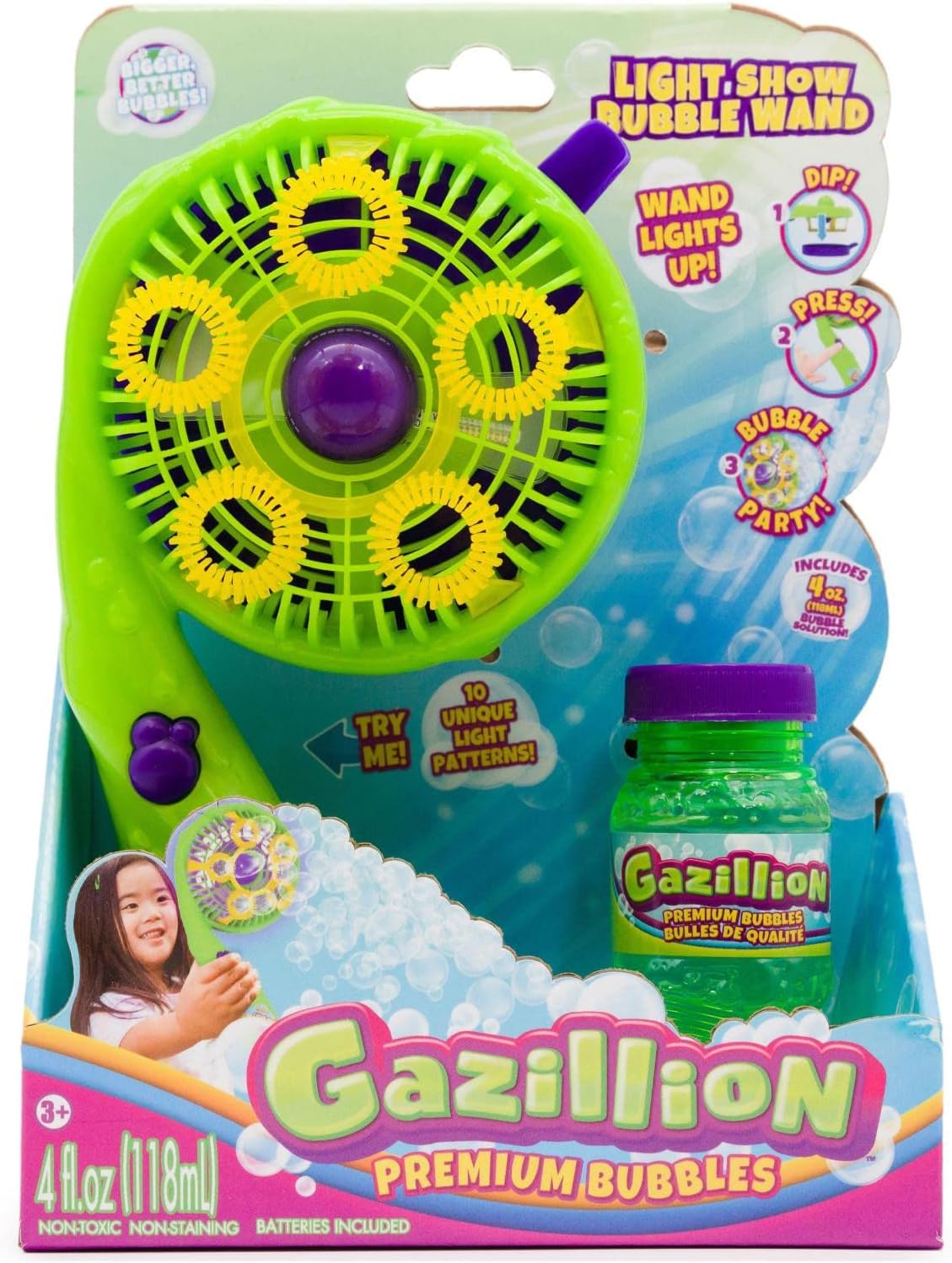 Gazillion Light Show Bubble Wand Req 4 AAA Batteries