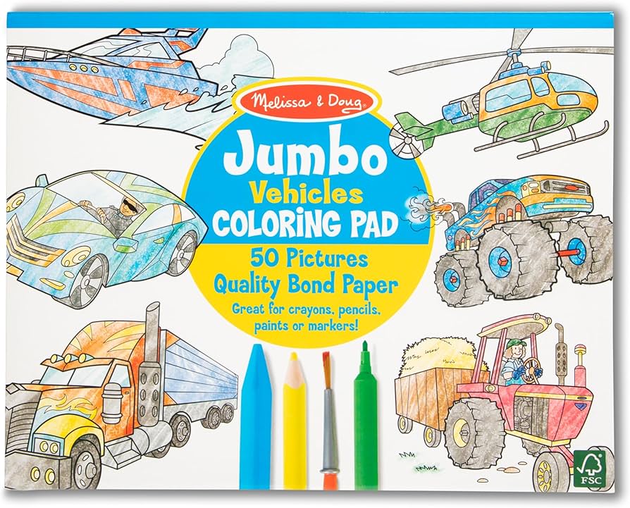 M&D 4205 Jumbo Colouring Pad Vehicles