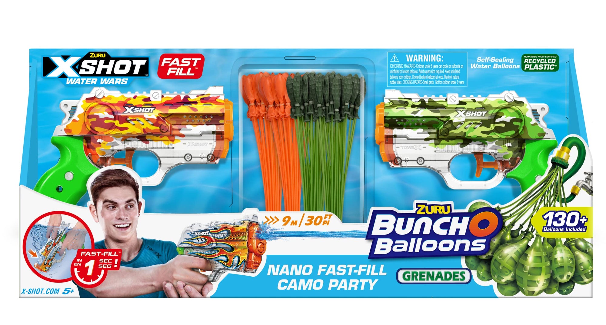 Zuru XSHOT Fast Fill Skins Water Wars Nano and Bunch O Balloons Versus Pk