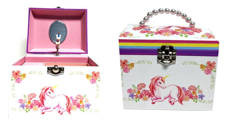 Large Pearl Handle Musical Unicorn Jewellery Box