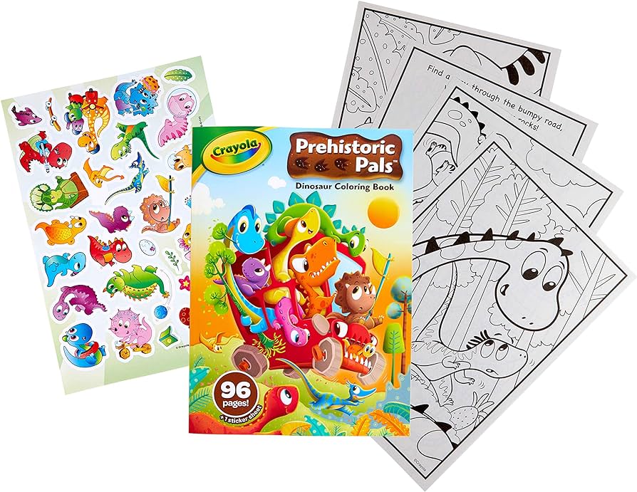 Crayola Colouring Book with Stickers Prehistoric Pals Dinosaur 96pg