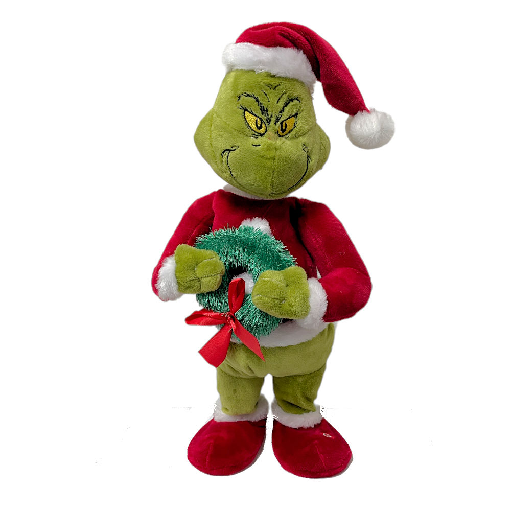 Animated Grinch In Santa Suit Side Stepper incl 3 x AA demo batteries