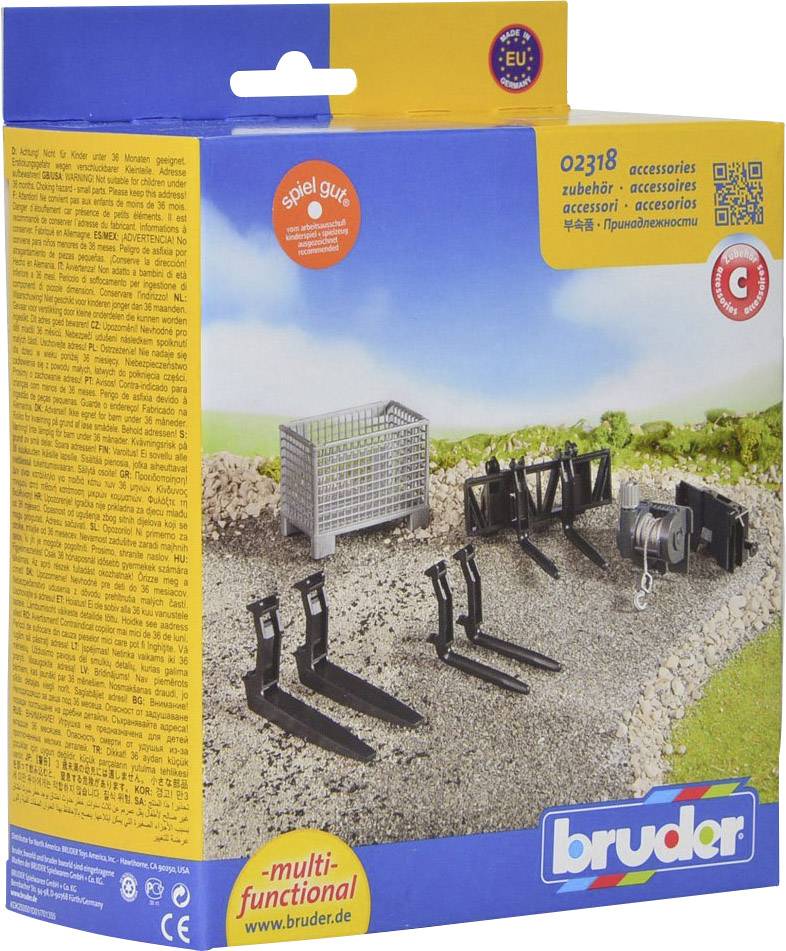 Bruder 02318 Box Accessories -Type Pallet, Winch and Front Loader Forks