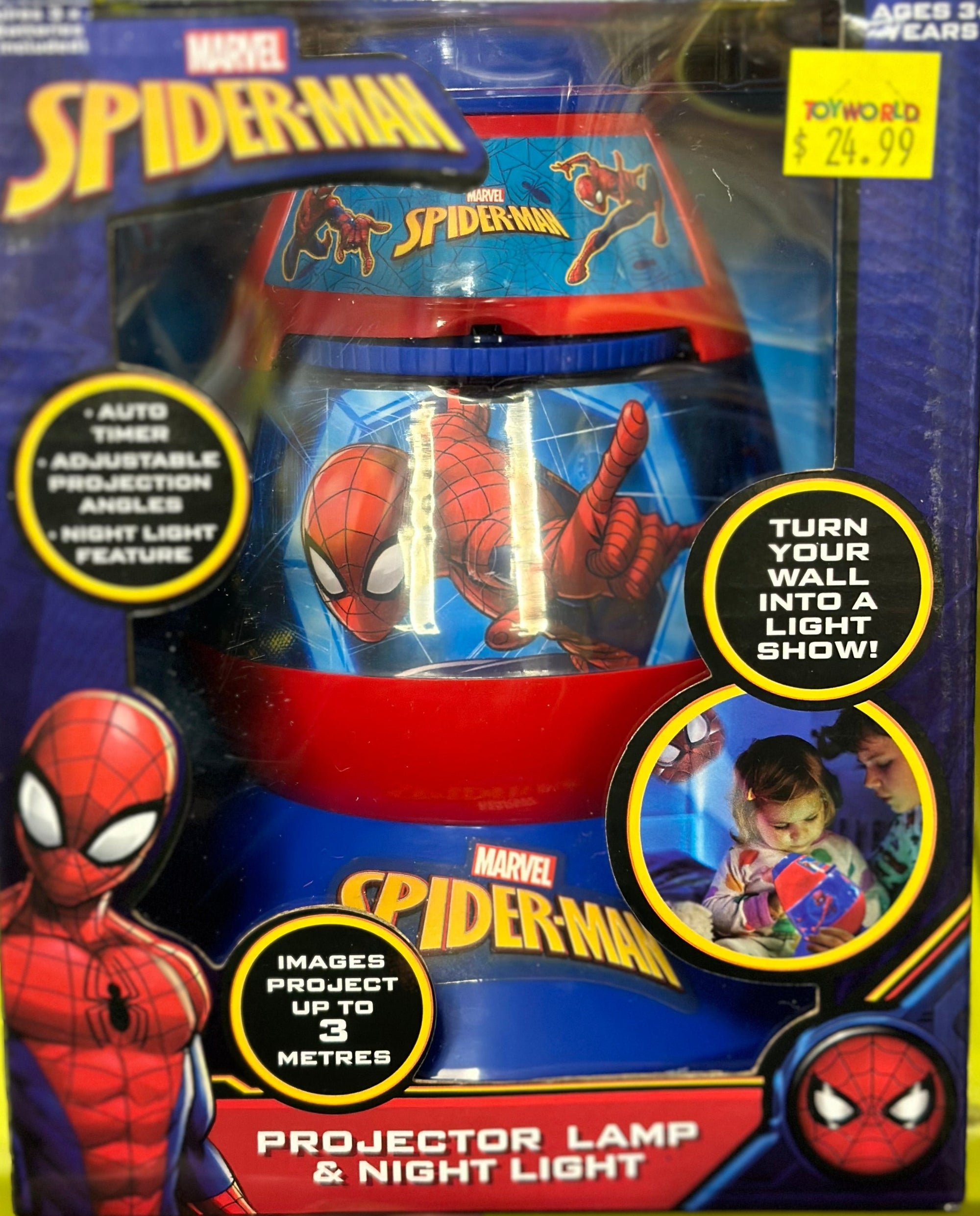 Marvel Spiderman Projector Lamp and Night Light Req 3 AA Batteries