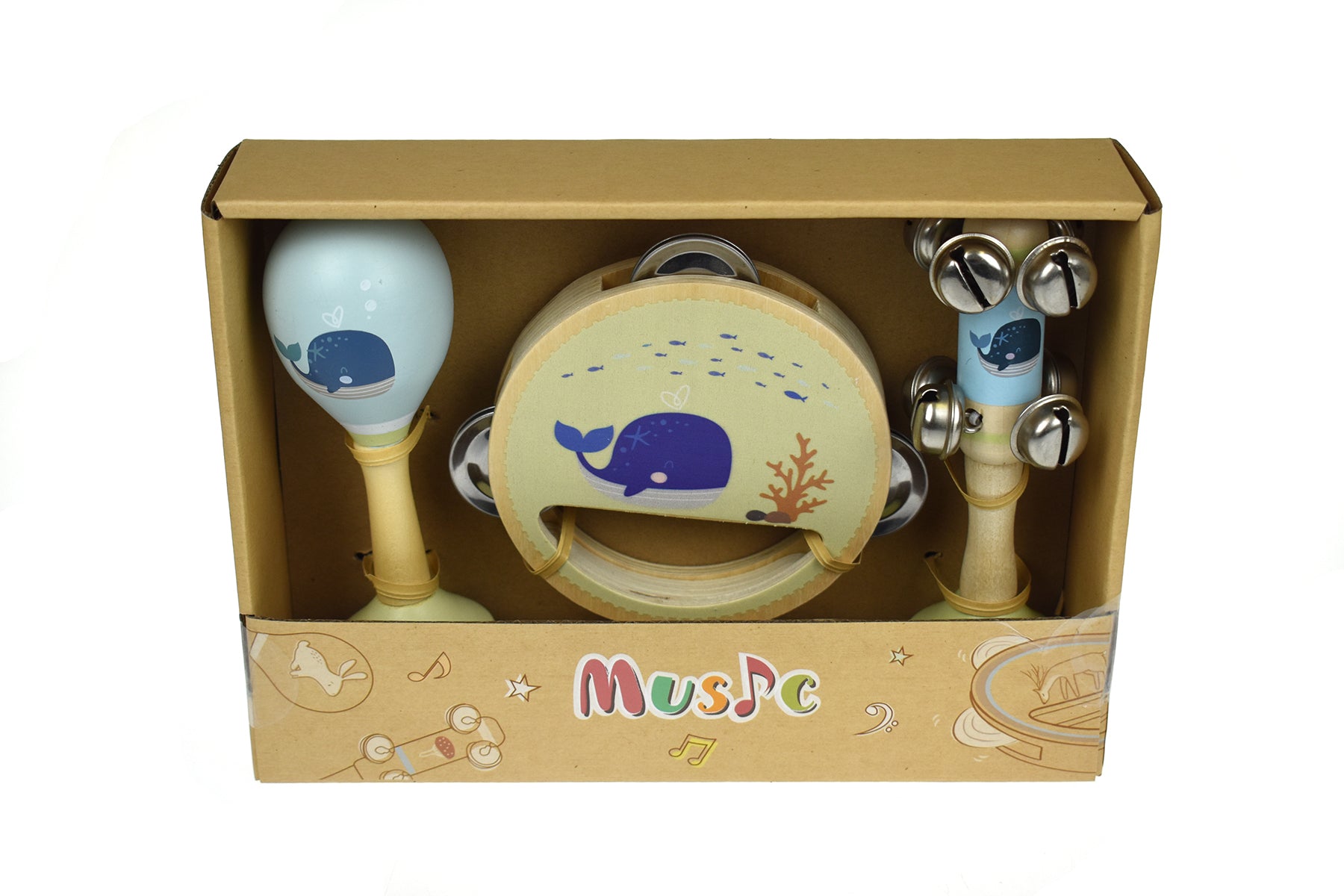 Calm and Breezy Sea Wooden 3pc Musical Set Whale
