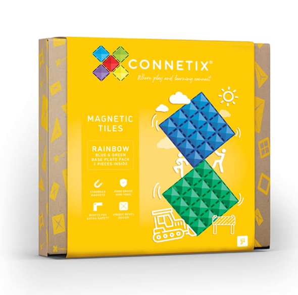 Connetix Rainbow Blue and Green Base Plate 2pc