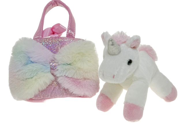 Fancy Pals Pink Unicorn in Big Bow Pink Bag