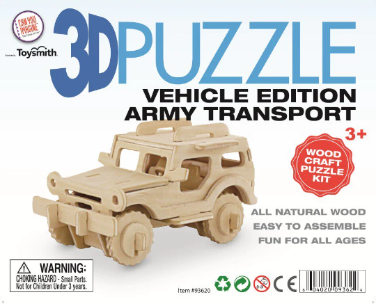 3D Wooden Puzzle Vehicles asstd Styles