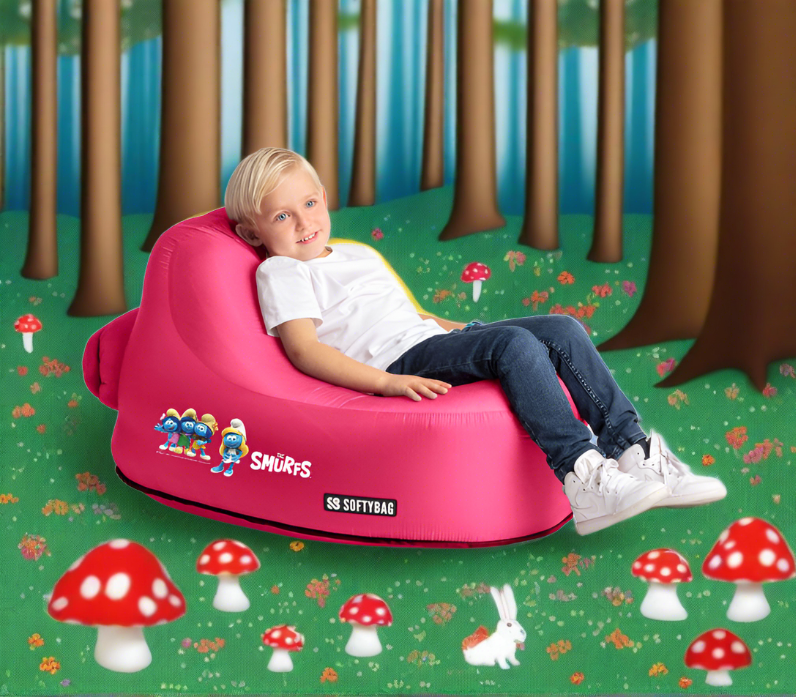 Softy Bag Kids Inflatable Chair The Smurfs Pink