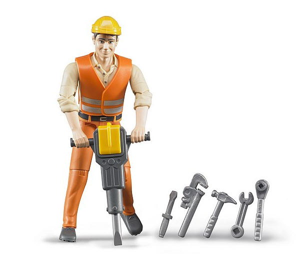 Bruder 60020 Figure Construction Worker W/accessories