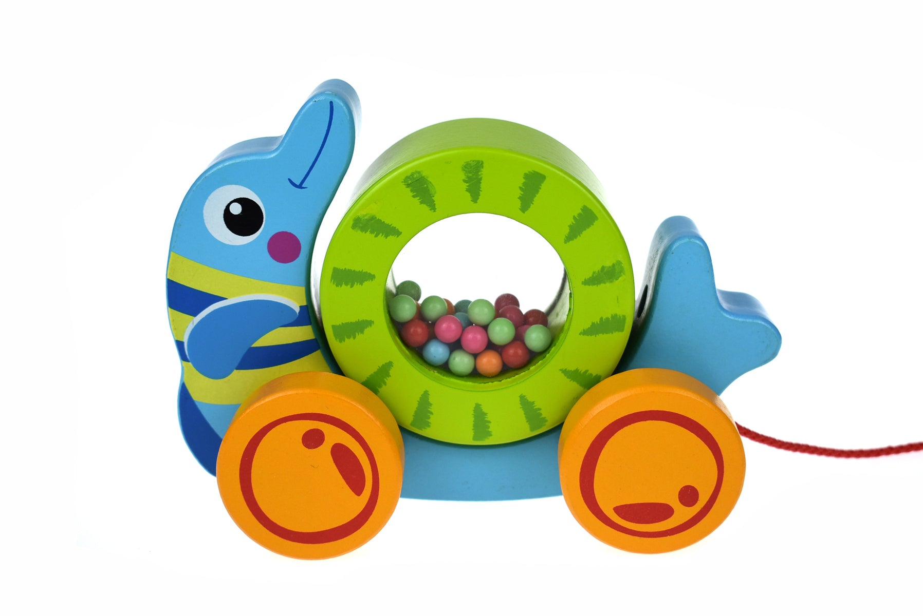 Tooky Toy Pull Along Rolling Dolphin with Beads