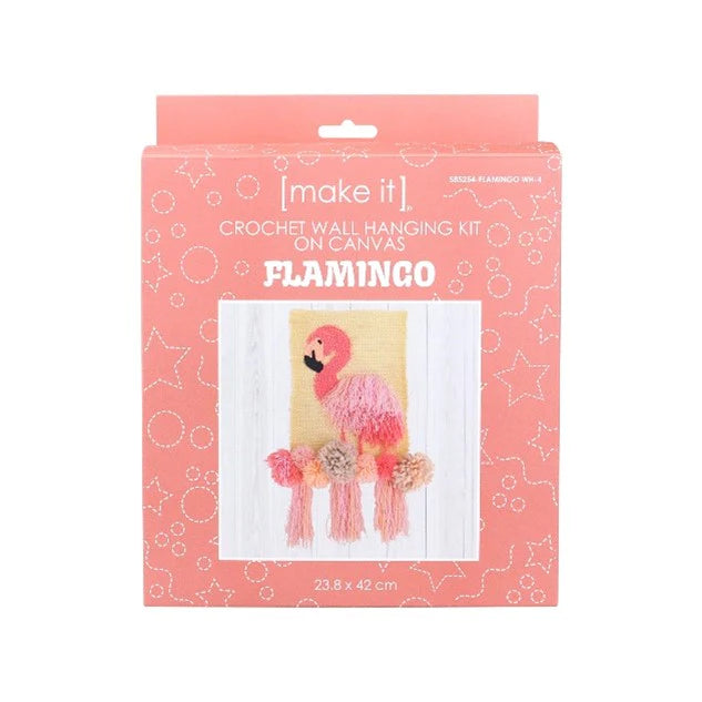 Make It Crochet Wall Hanging Kit On Canvas Flamingo