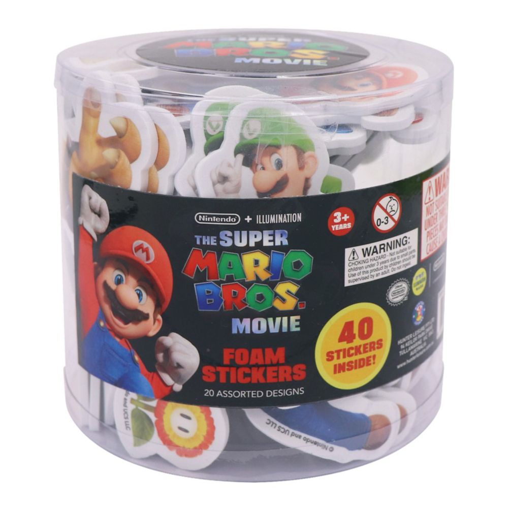 The Super Mario Bros Movie Foam Stickers Tub of 40