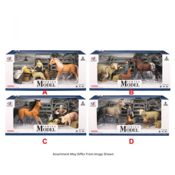 Model Series Farm Animals - 4 Assorted Animals with Figure and Accessories assorted
