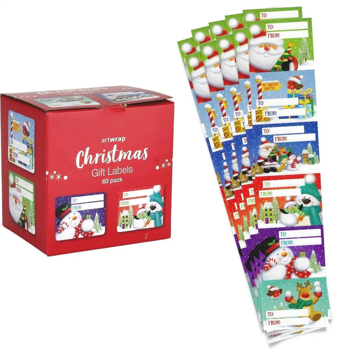 Christmas Label Gift Roll 60pk Boxed