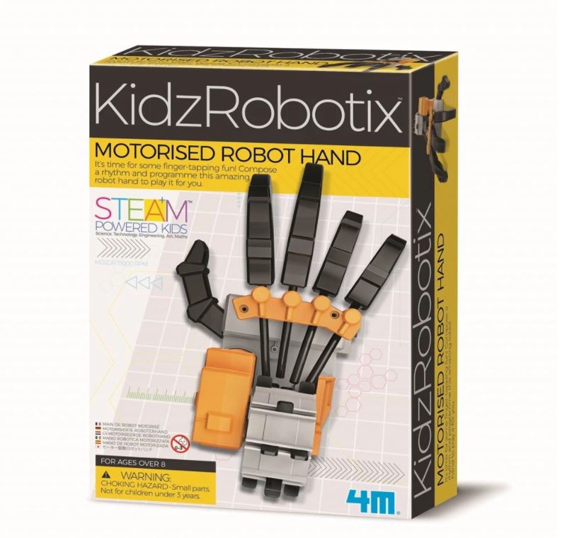 4M KidzRobotix Motorised Robot Hand requires 2 x AAA batteries
