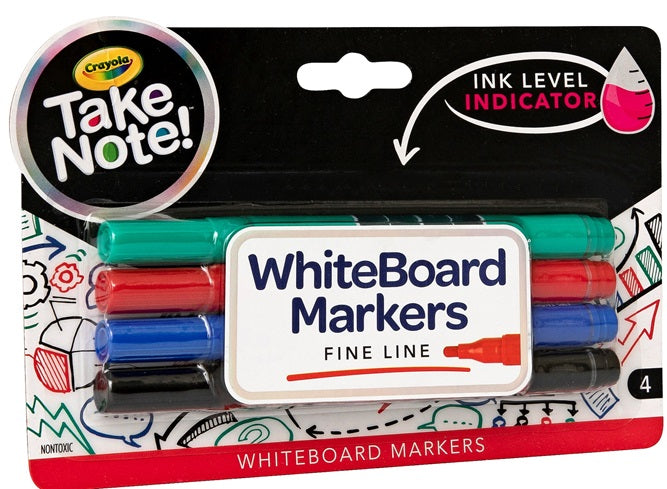 Crayola Take Note! White Board Fine Line Markers 4pk