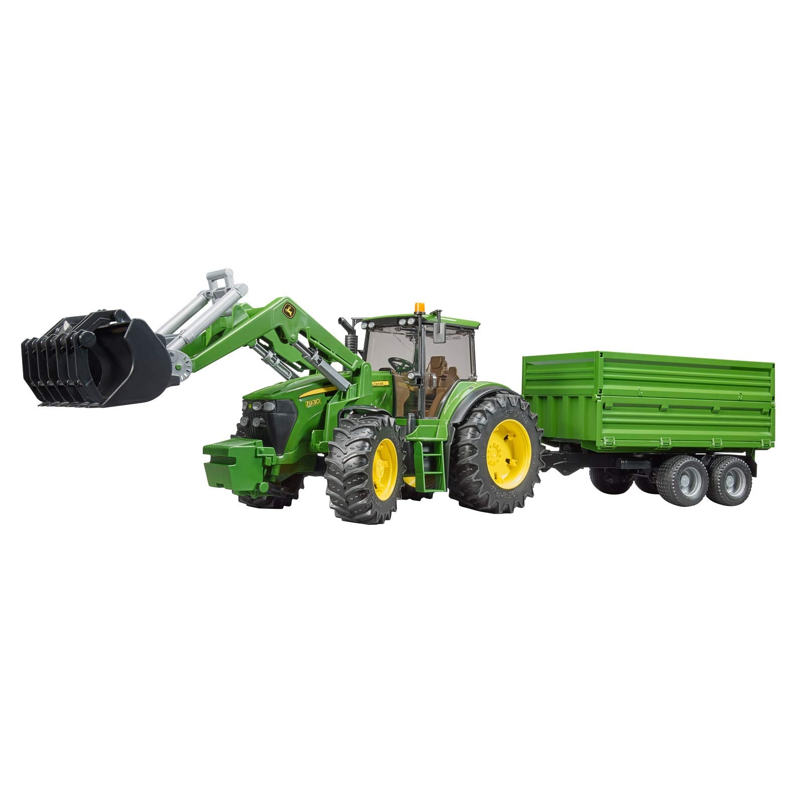 Bruder 03055 1/16 John Deere 7930 Tractor with Frontloader and Tandem Axle Tipping Trailer