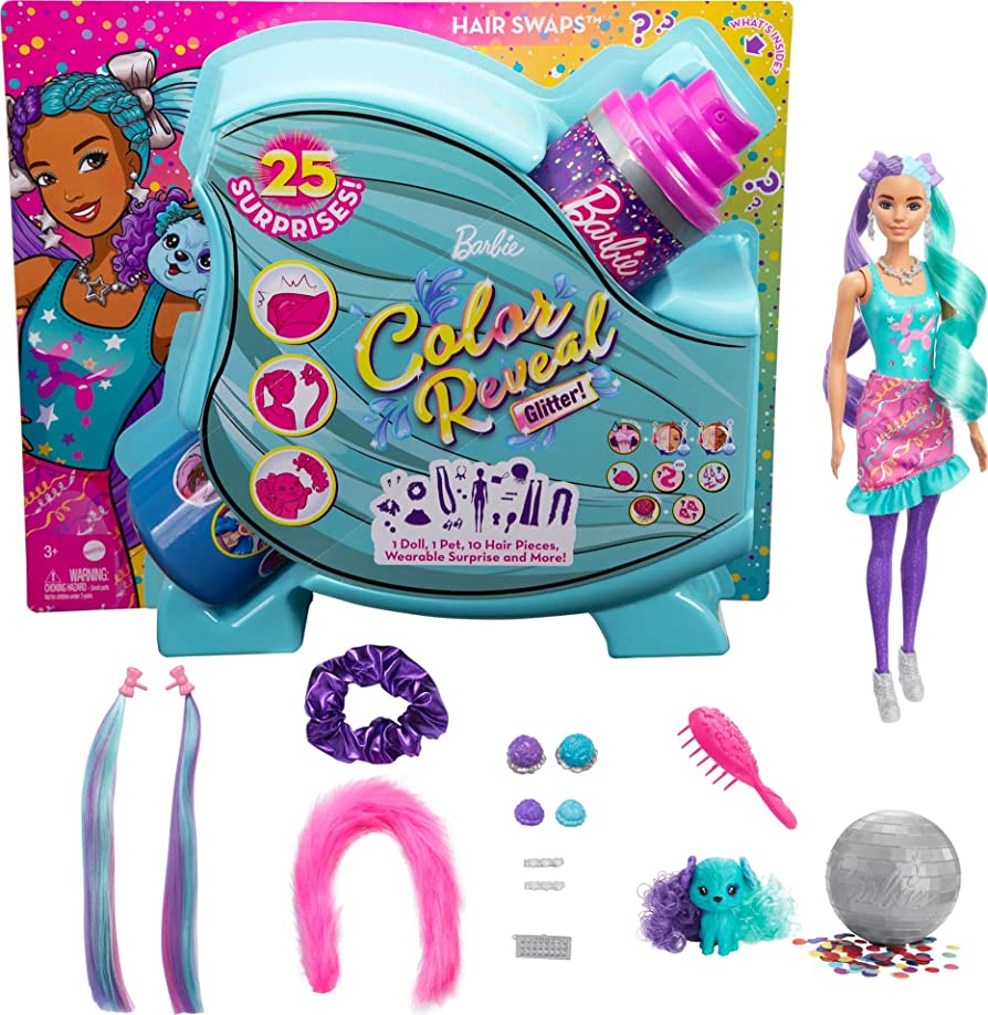 Barbie Colour Reveal Glitter Doll Blue Pack HBG41 - Toyworld Warrnambool
