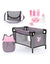 Bayer Doll Travel Bed Accessories - Pink & Grey