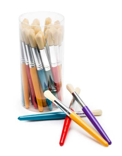 Stubby Brush Bristle Plastic Handle Asst Colours