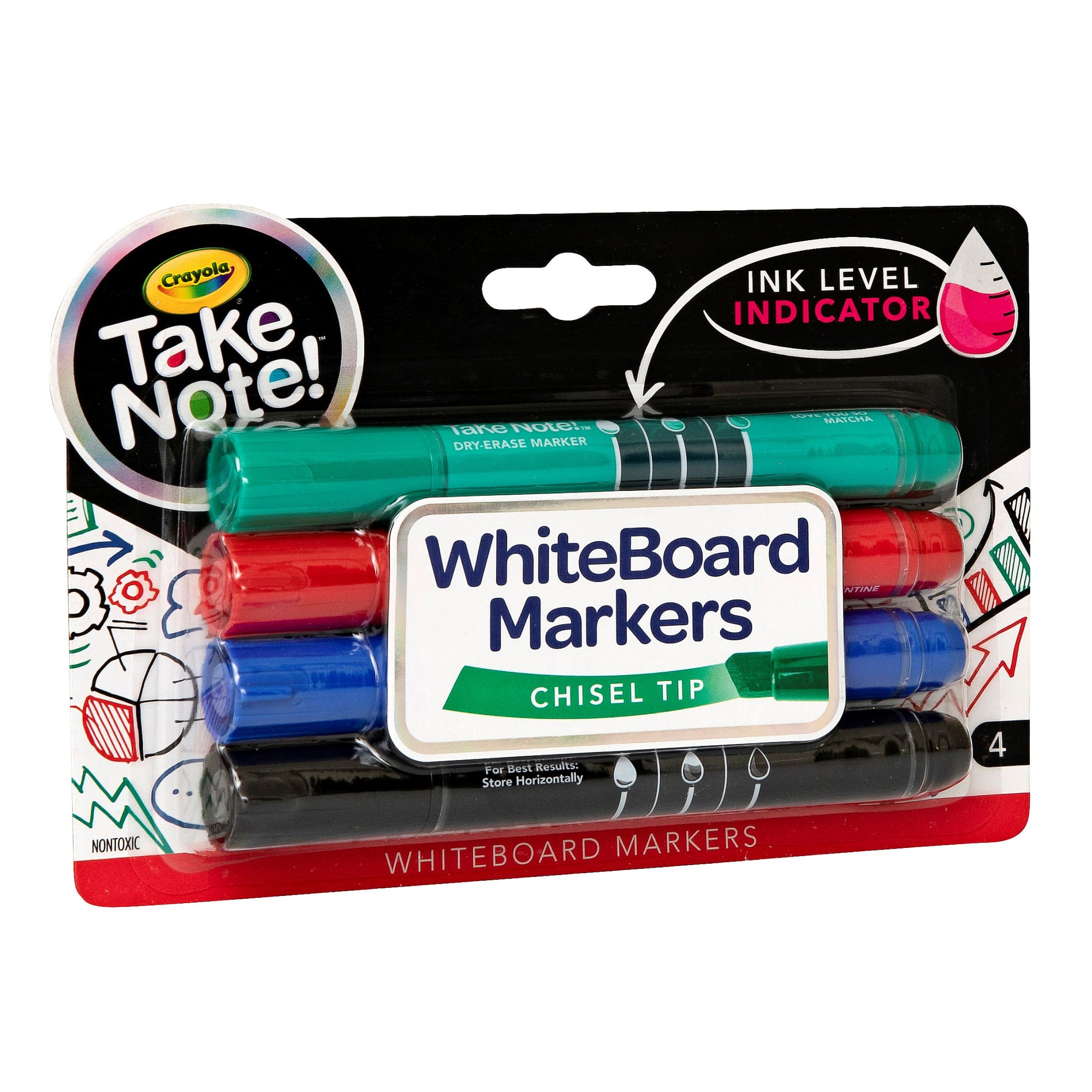 Crayola Take Note Chisel Tip White Board Markers 4Pk