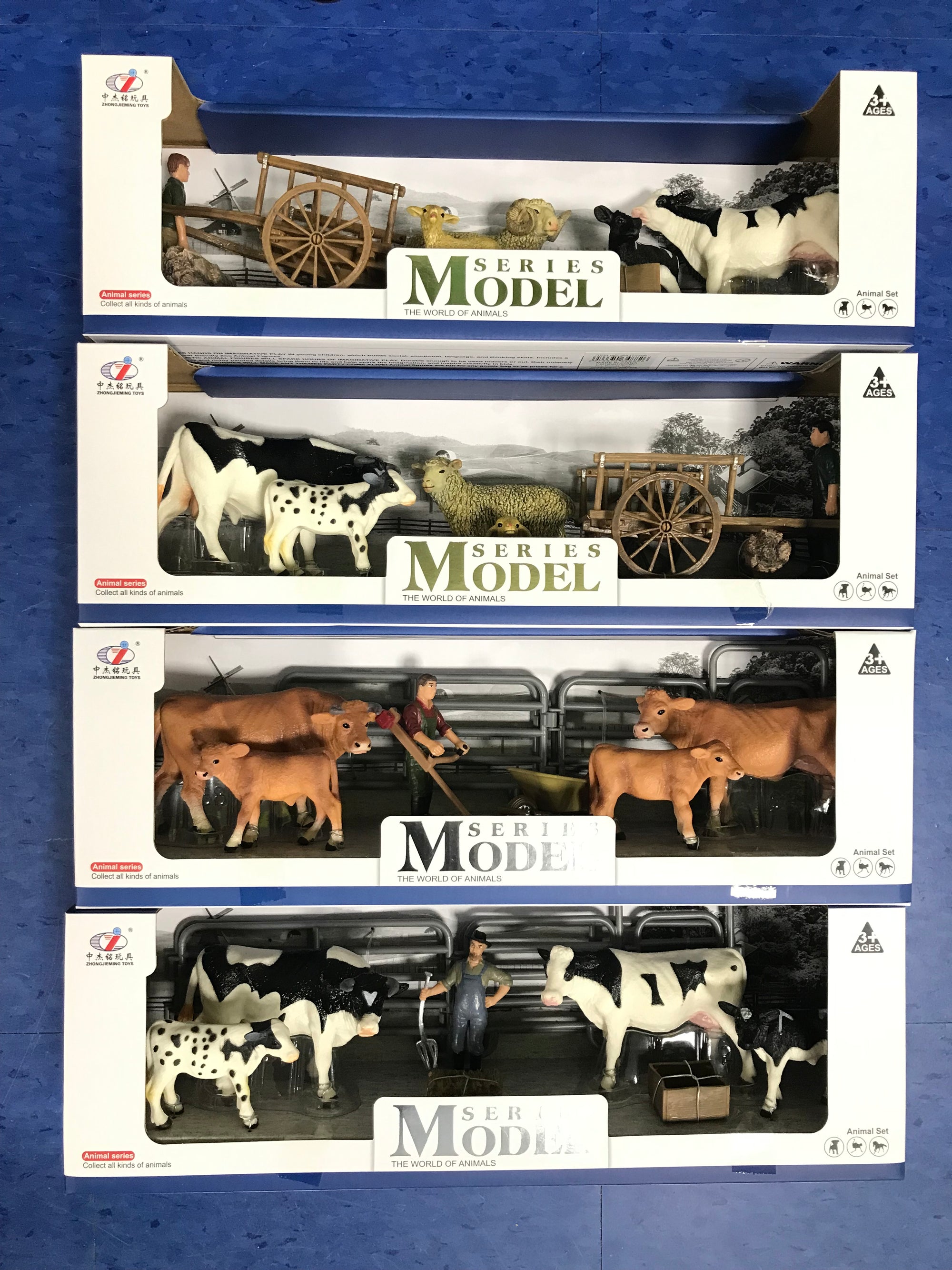 Model Series Farm Animals - 4 Cows & Sheep with Figure & Accessories Assorted