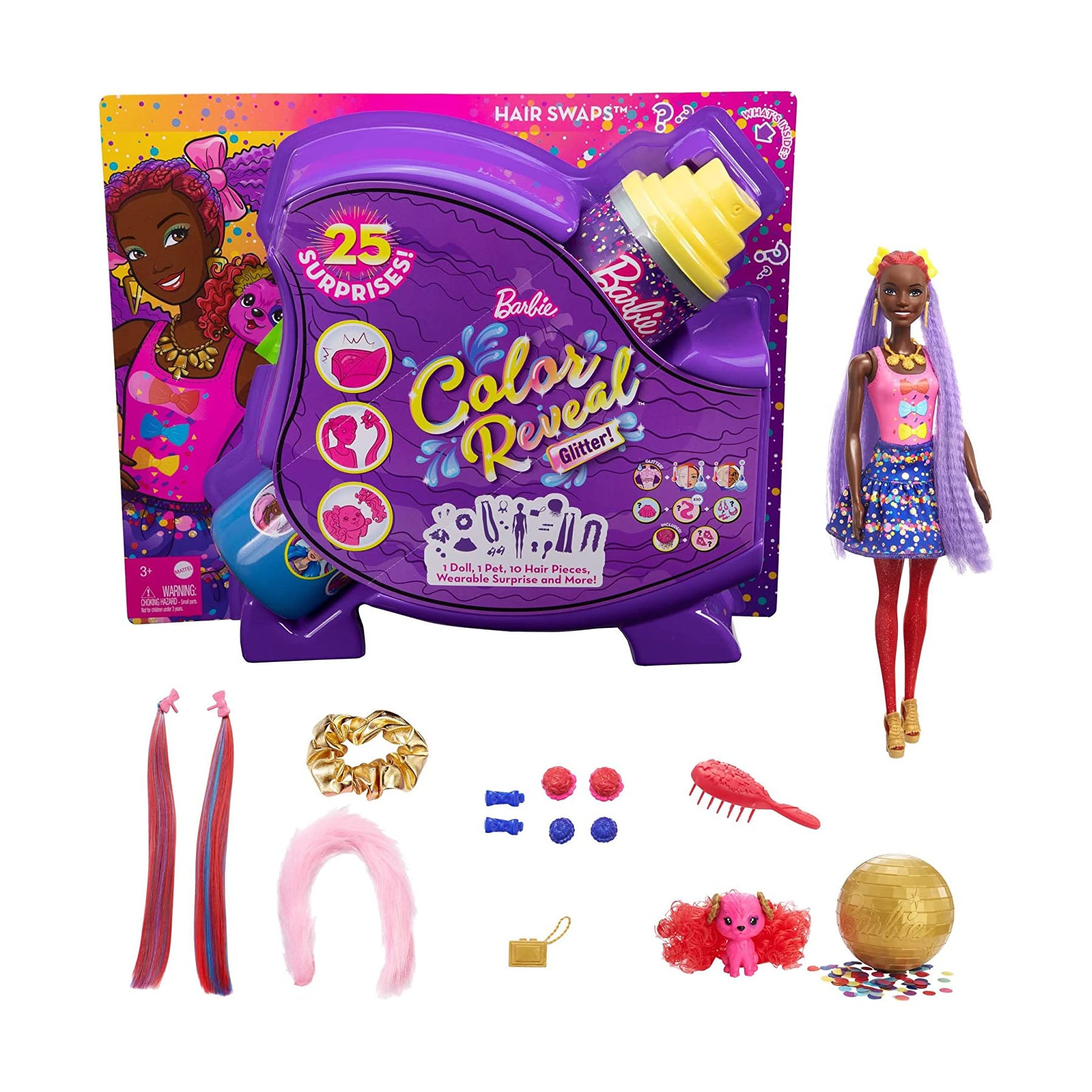 Barbie Colour Reveal Glitter Doll Purple Pack HBG40
