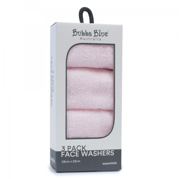 Bubba Blue 3pk Face Washers Pink