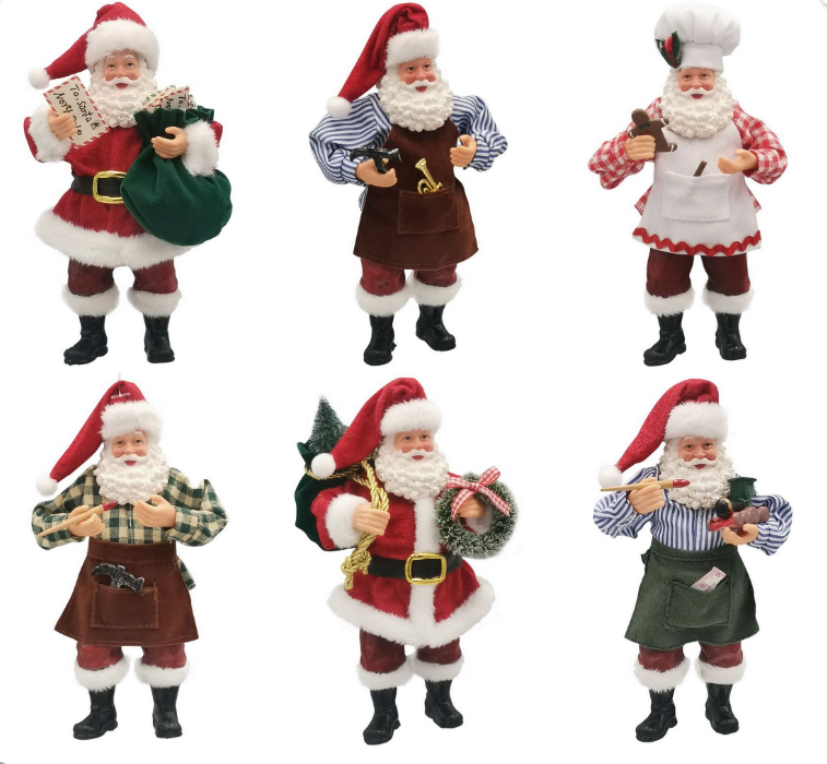 Christmas Hanging Santa Ornaments 6 Asstd Designs