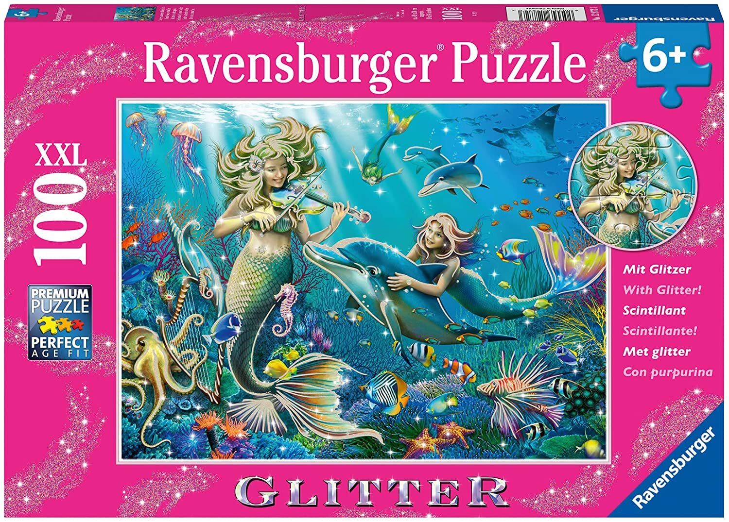 RB12872-3 Underwater Beauties Glitter 100pc Puzzle