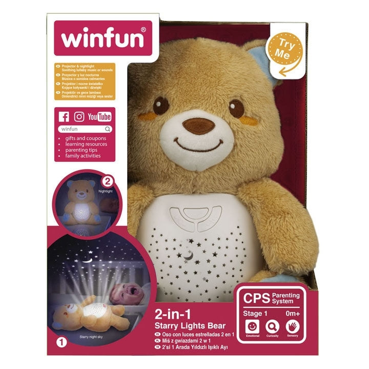 Winfun 2 in 1 Starry Lights Bear Projector & Nightlight Batteries Included