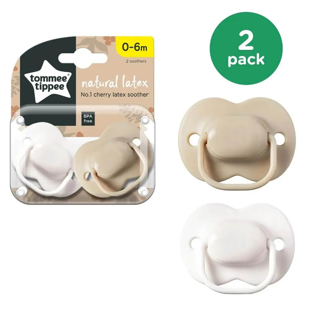 Tommee Tippee Natural Latex No.1 Cherry Latex Soothers Asstd Cols 0-6m 2pk